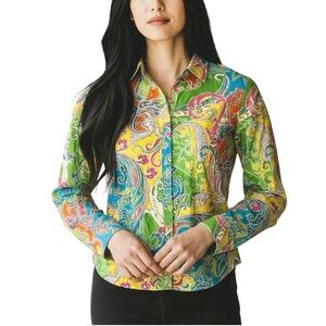 Lauren Ralph Lauren Multicolor Paisley Print Long Sleeve Button Down Shirt PS